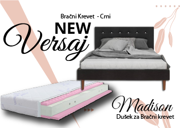 Versaj Bračni Krevet 216X164X108 cm - Crni + Madison Dušek za Bračni krevet 160x200 cm