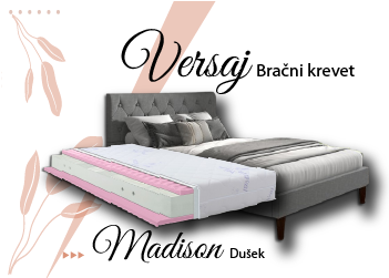 Versaj Bračni Krevet 216X164X108 cm - Sivi + Madison Dušek za Bračni krevet 160x200 cm